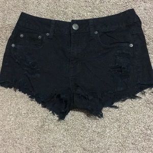 Black cut off ripped shorts